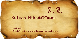 Kulman Nikodémusz névjegykártya